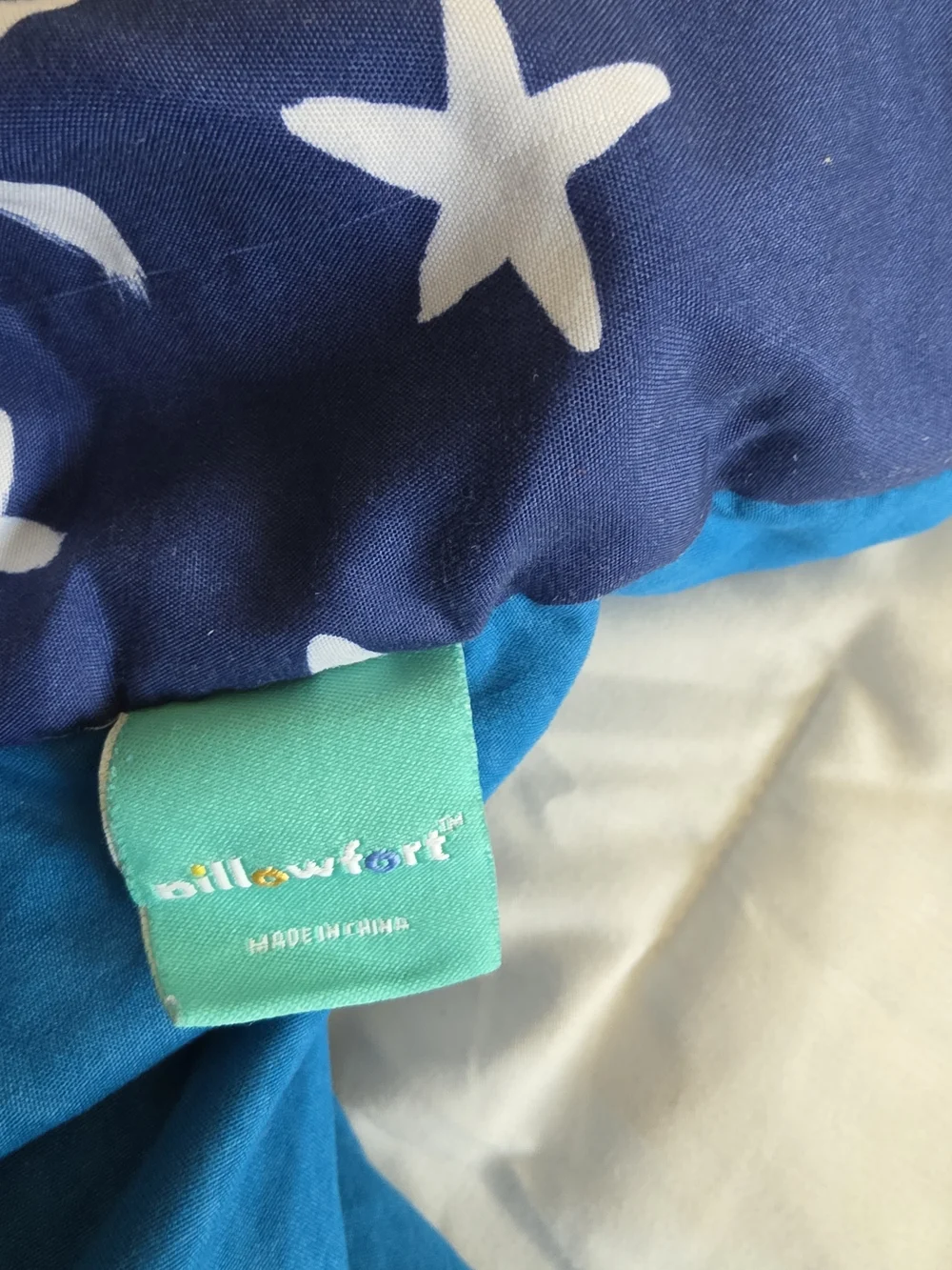 Star Print Blue Twin Comforter with Solid Teal Reverse